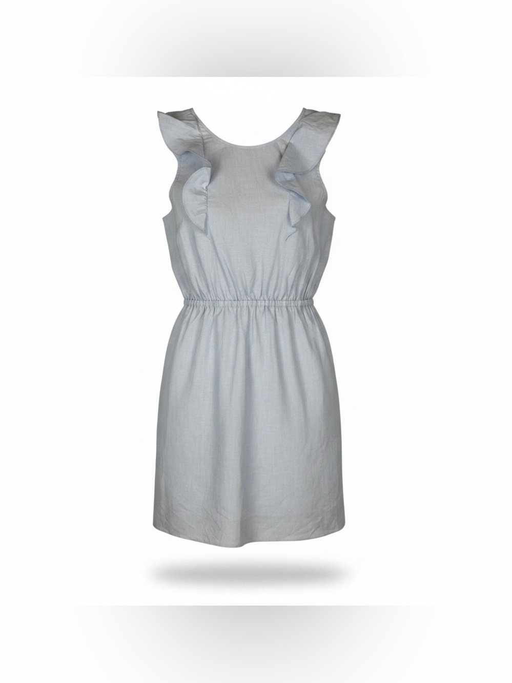 J. Crew Pale Blue Ruffle-Shoulder Sleeveless Mini Dress